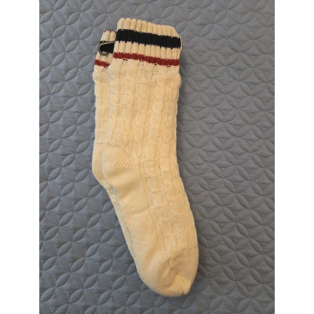 HUNTER Women's Cream Slipper Socks OSFM Cable Knit Warm Non Slip Grippers NWOT